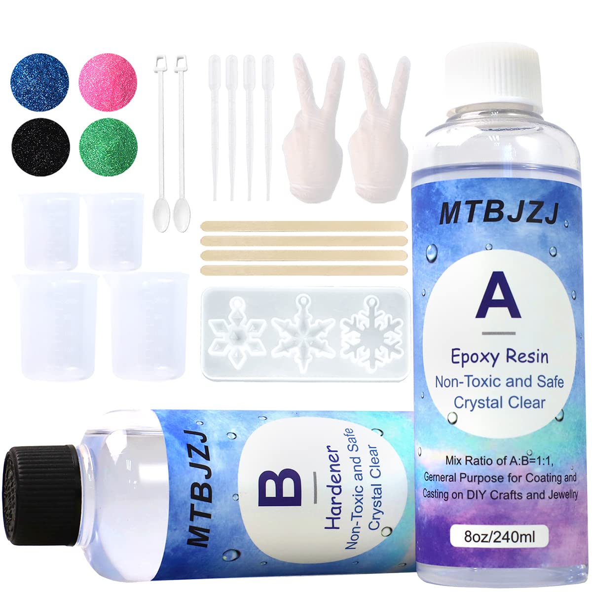 Epoxy Resin Crystal Clear 16 Ounce Kit Epoxy Clear 2 Part Epoxy Art