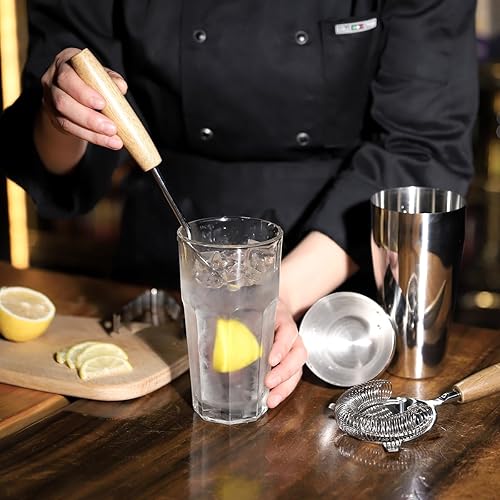 Miniatura 6 de Juego de coctelera con soporte, kit de coctelería mixología para mezclar bebidas | Juego de mixología con 7 herramientas de bar Kit de cóctel