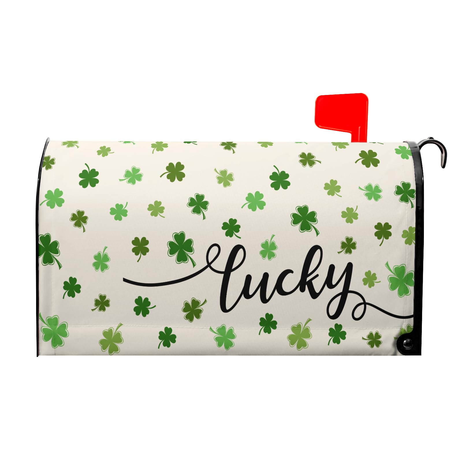 St Patricks Day Mailbox Cover Large Size 25"x21" Green Lucky Shamrock Clovers Mailbox Covers Magnetic Happy St. Patrick's Day Mailbox Wraps Mailbox Decals Post Letter Box Cover for Home Gardern Yard