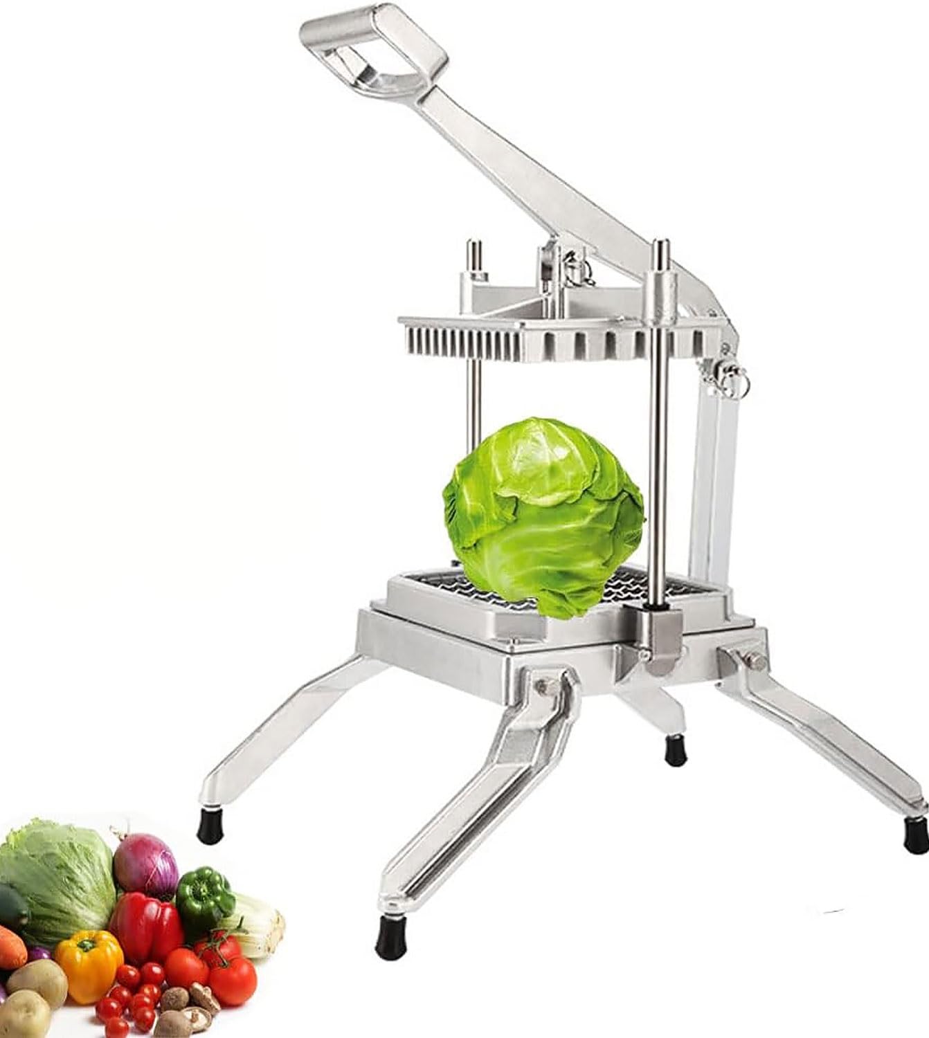 Affettaverdure in acciaio inox e trituratore di cavoli, base antiscivolo