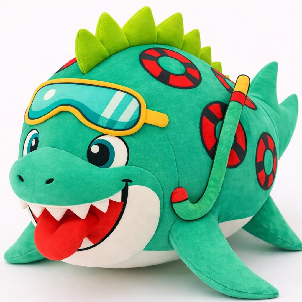 15-Inch Dinosaur -Shark Hybrid Plush – Jumbo 2-in-1 Unique Dino Shark Stuffed Animal, Soft Premium Minky Fabric Huggable Plush Gift for Kids, Boys & Girls, Unique Sea Creature Toy for Kids