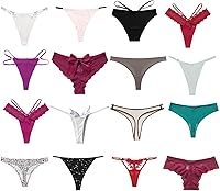 Vista 6 de Paquete variado de ropa interior para mujer, tipo de tangas con espalda en T, calzoncillos de encaje, bikinis variados