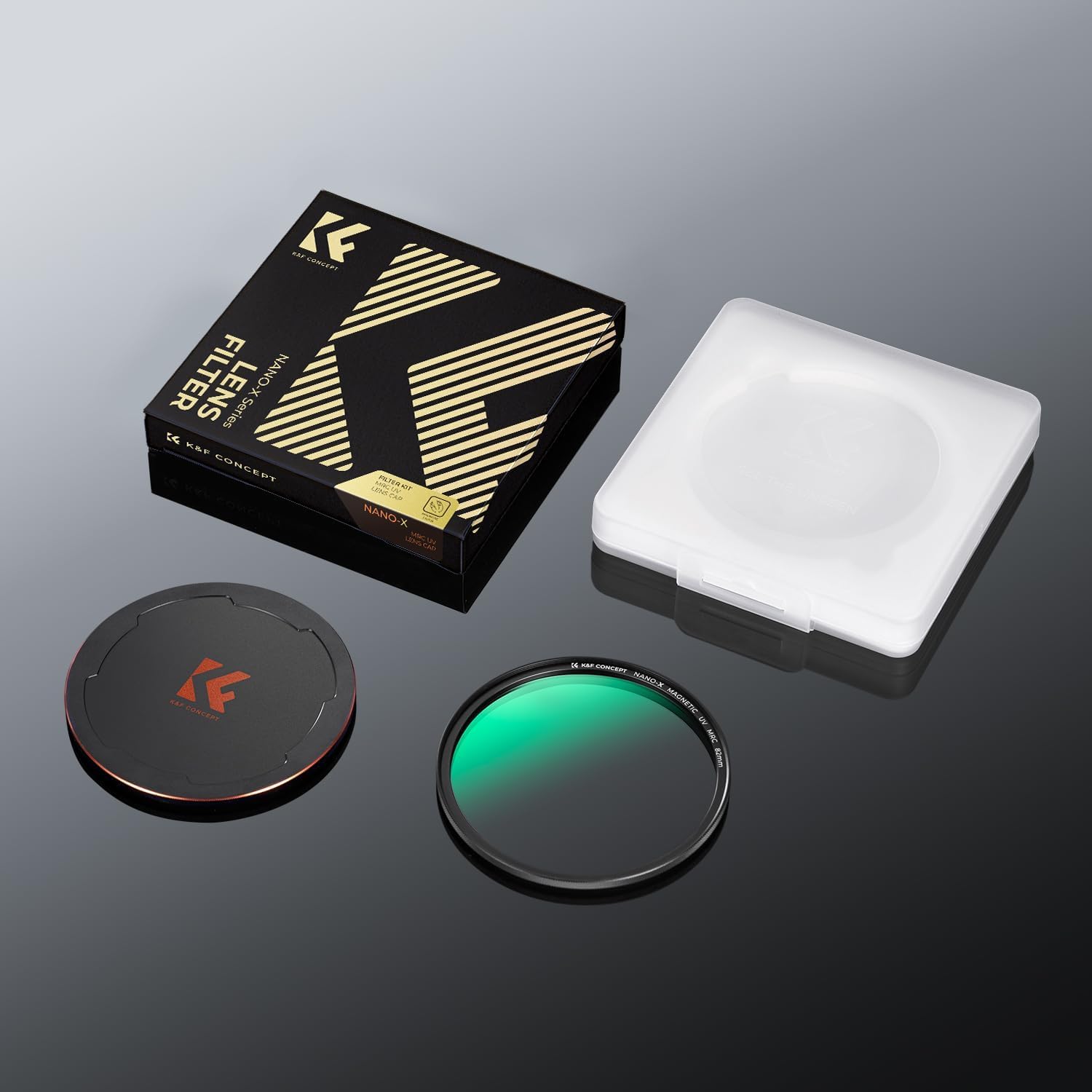 K&F Concept Ultra cienki magnetyczny filtr UV serii Nano-X + magnetyczna metalowa osłona z wielowarstwowymi powłokami HD 28, zielona, wodoodporna, odporna na zarysowania, antyrefleksyjna do obiektywu