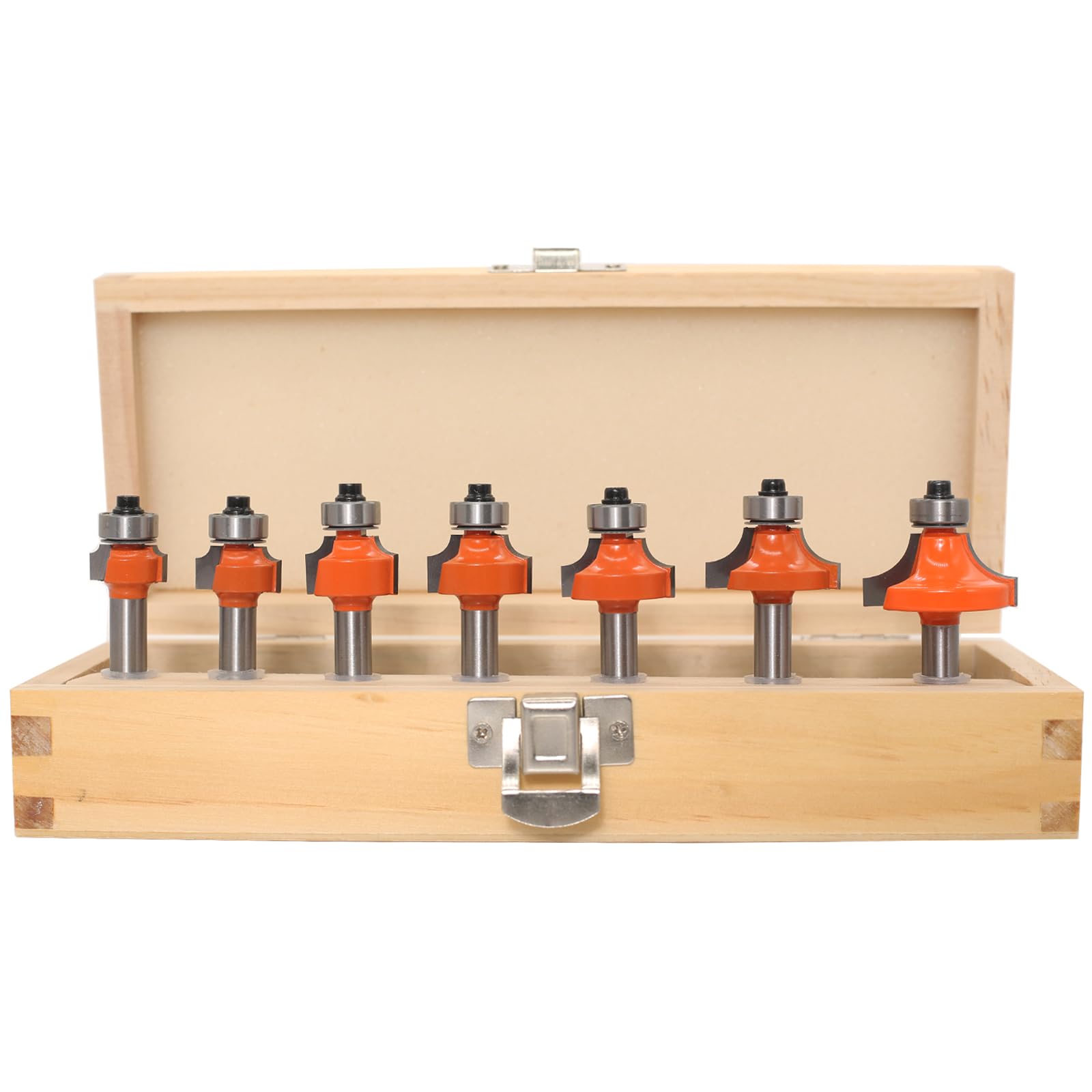 Juego de 7 fresas redondas con varilla de 8 mm, radios de puntas 2, 3, 4, 5, 6, 8, 10 mm, 7 rodamientos de bolas incluidos, fresas de bordes redondos con rodamiento de bolas para madera