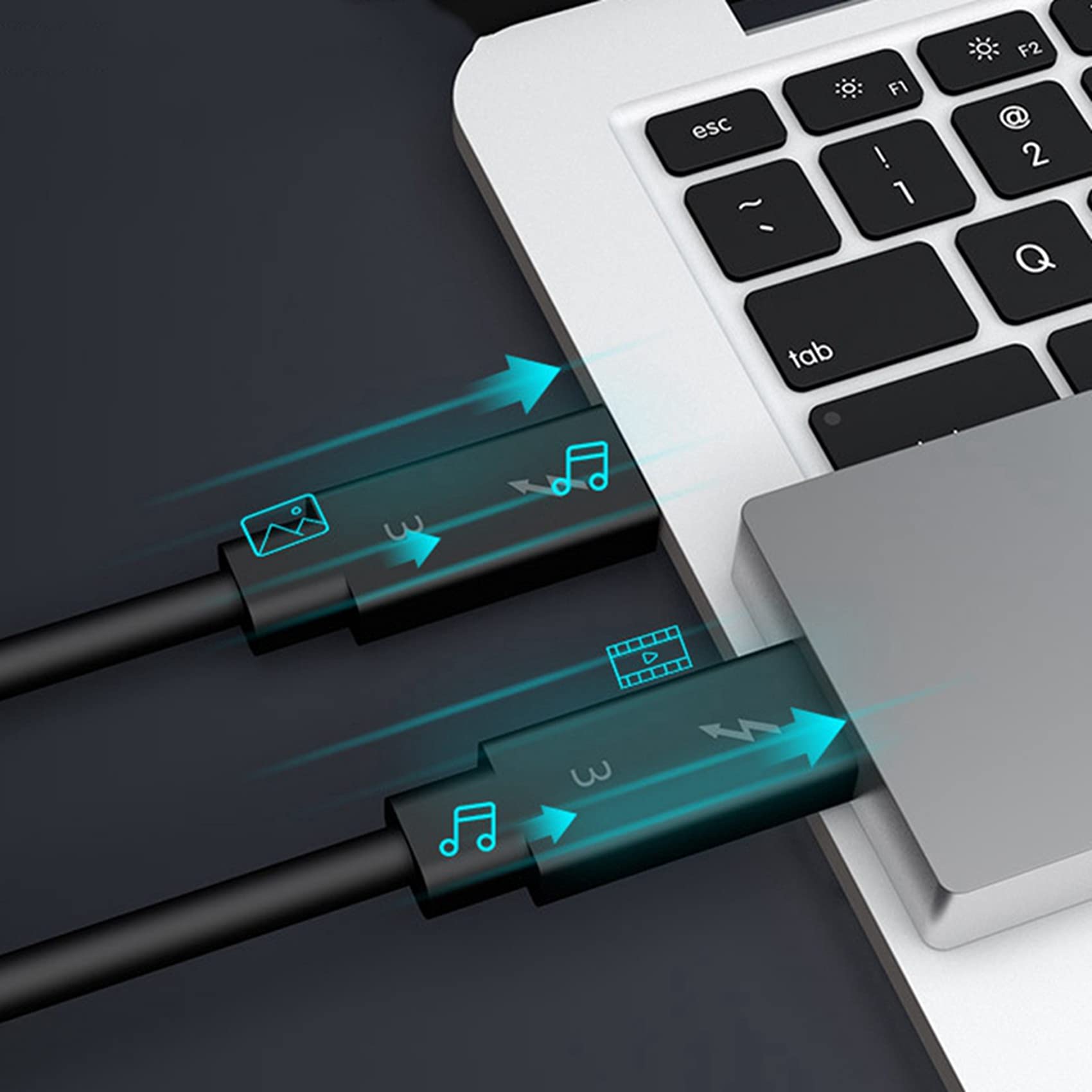 4X Cable Typec para 3 Cable de Datos 40Gbps Velocidad 100W Carga RáPida 5K TransmisióN 50Cm