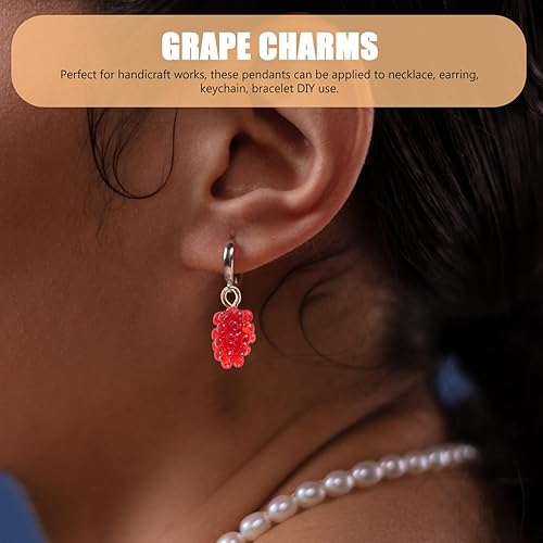 Miniatura 3 de Tofficu 12 dijes de fruta de uva, colgantes diminutos de resina para collares, pulseras, joyería, manualidades, color rojo y rosa