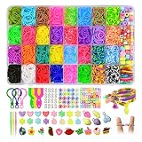 CALOPEAH 2500 Loom Bänder Set, Loom Bänder Zubehör, 2300 Loom Bänder, Loom, Loops Gummis, Gummi für Armbänder, Loop Armbänder Selber Machen Gummi, Loops fur Jungs Mädchen Kinder
