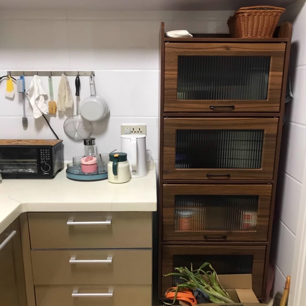 Estante para especias, carrito de almacenamiento delgado, carrito de cocina móvil con ruedas, puertas de vidrio templado, estante estrecho, organizador de ahorro de espacio