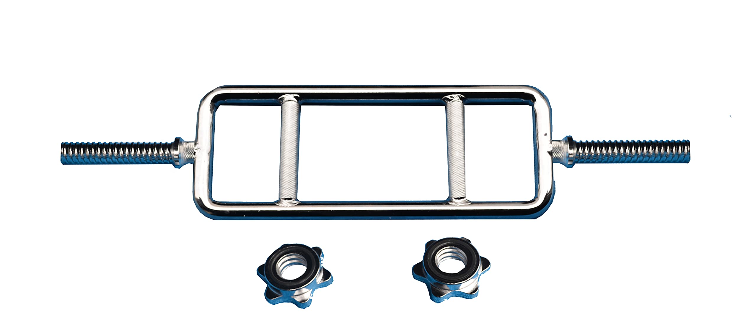 D pro T Tricep Bar 1" Solid Weight Lifting Chrome Barbell Bar Dumbbell 4ft, 6ft with Clip Collars Set