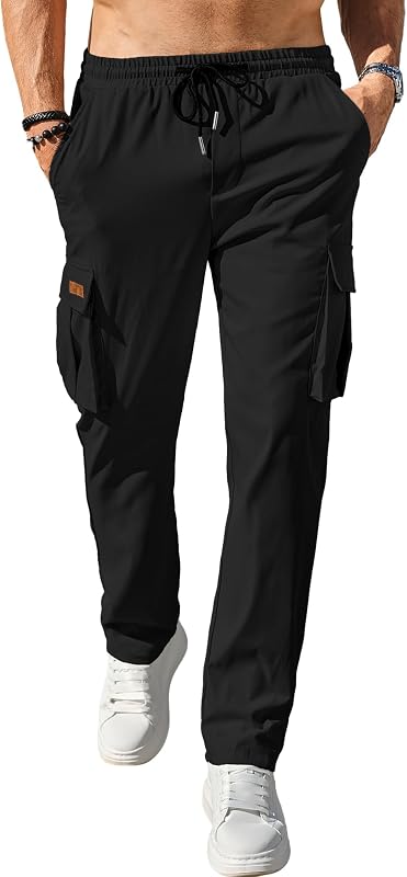 Comdecevis Men's Casual Cargo Pants Workout Joggers Black XXL(40) image 2