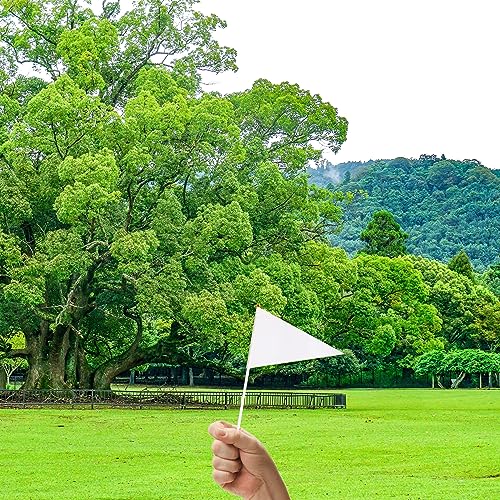 25 Pack White Pennant Flags, Blank Solid Flag On Stick, Small Mini Hand Held DIY Flag, Party Decorations,Sports Club,School,Festival Celebration (White)