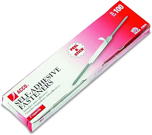 ACCO Cierres autoadhesivos, capacidad de 2 pulgadas, 2 34 pulgadas de punta a punta, económicos, 100 cierres por caja (A7070020)