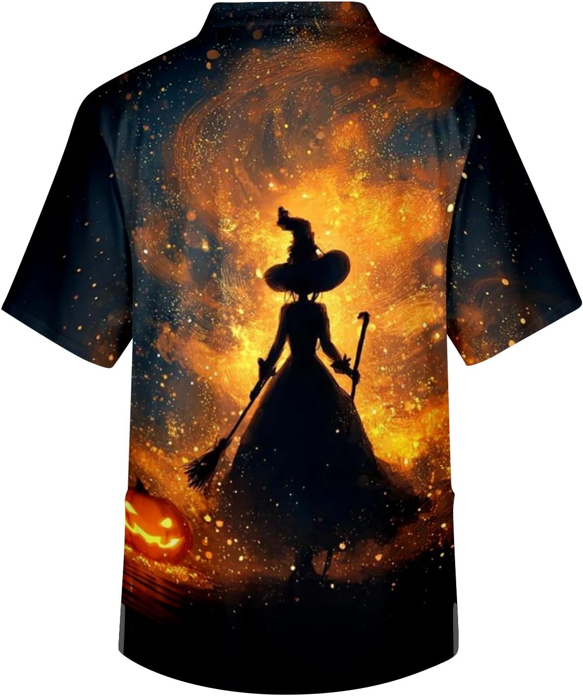 Men's Halloween Scrub Top Funny Ghost Pumpkin Print V Neck Medical Uniforms