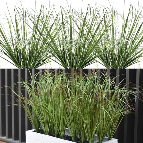 LaresDay 12 Bündel Kunstgras wie echt - Wetterfestes Kunstgras für Draußen, 30cm Grün - Dekoration für Garten, Blumenkasten & Außenbereich