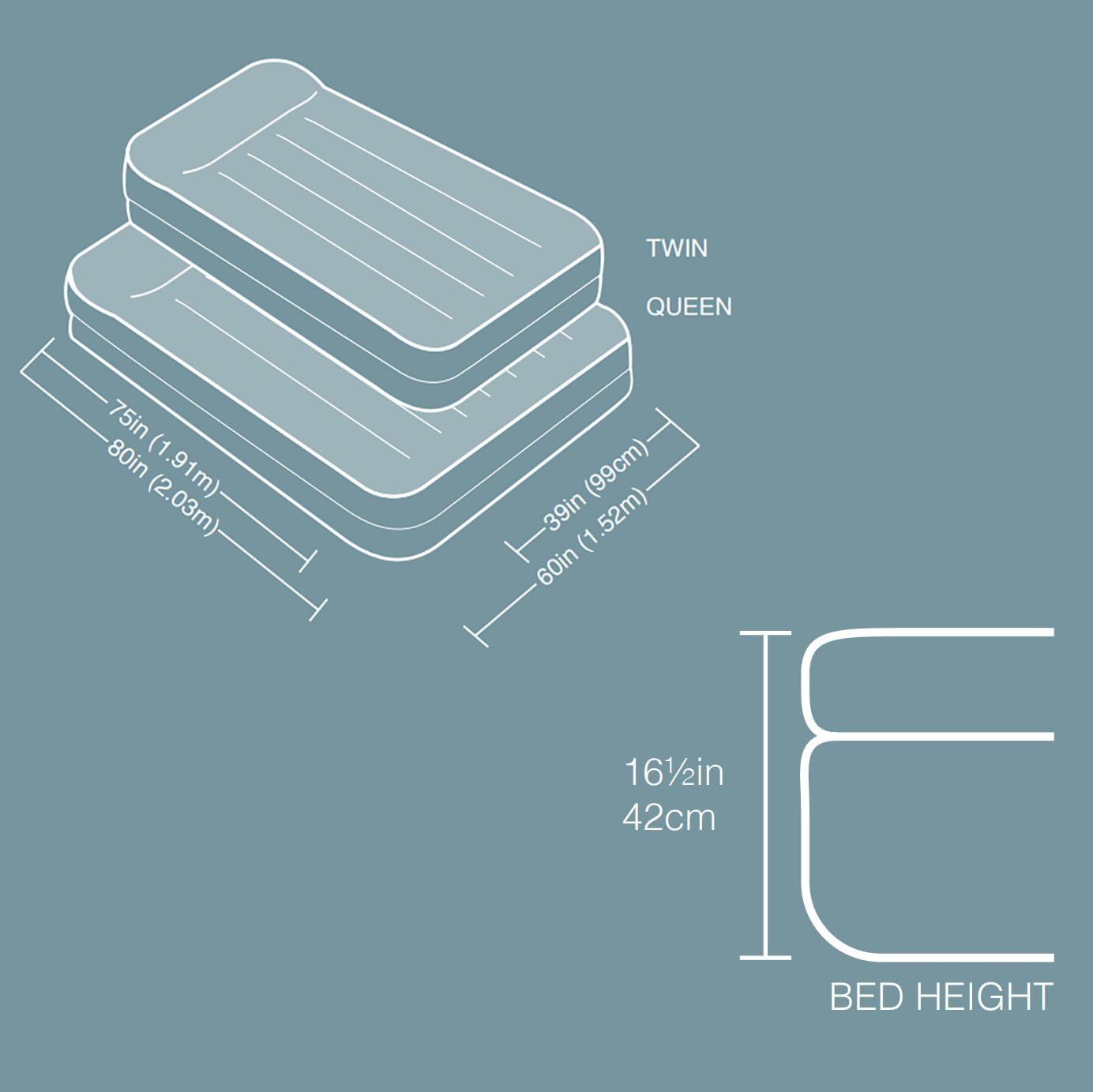 Intex Pillow Rest Raised Airbed with Built-in Pillow and Electric Pump, Twin, Bed Height 16 1/2"