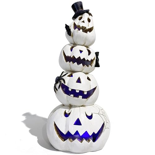 Hodao Halloween Pumpkin Figurine, Stacked Pumpkins Decor for Home, 9.5IN