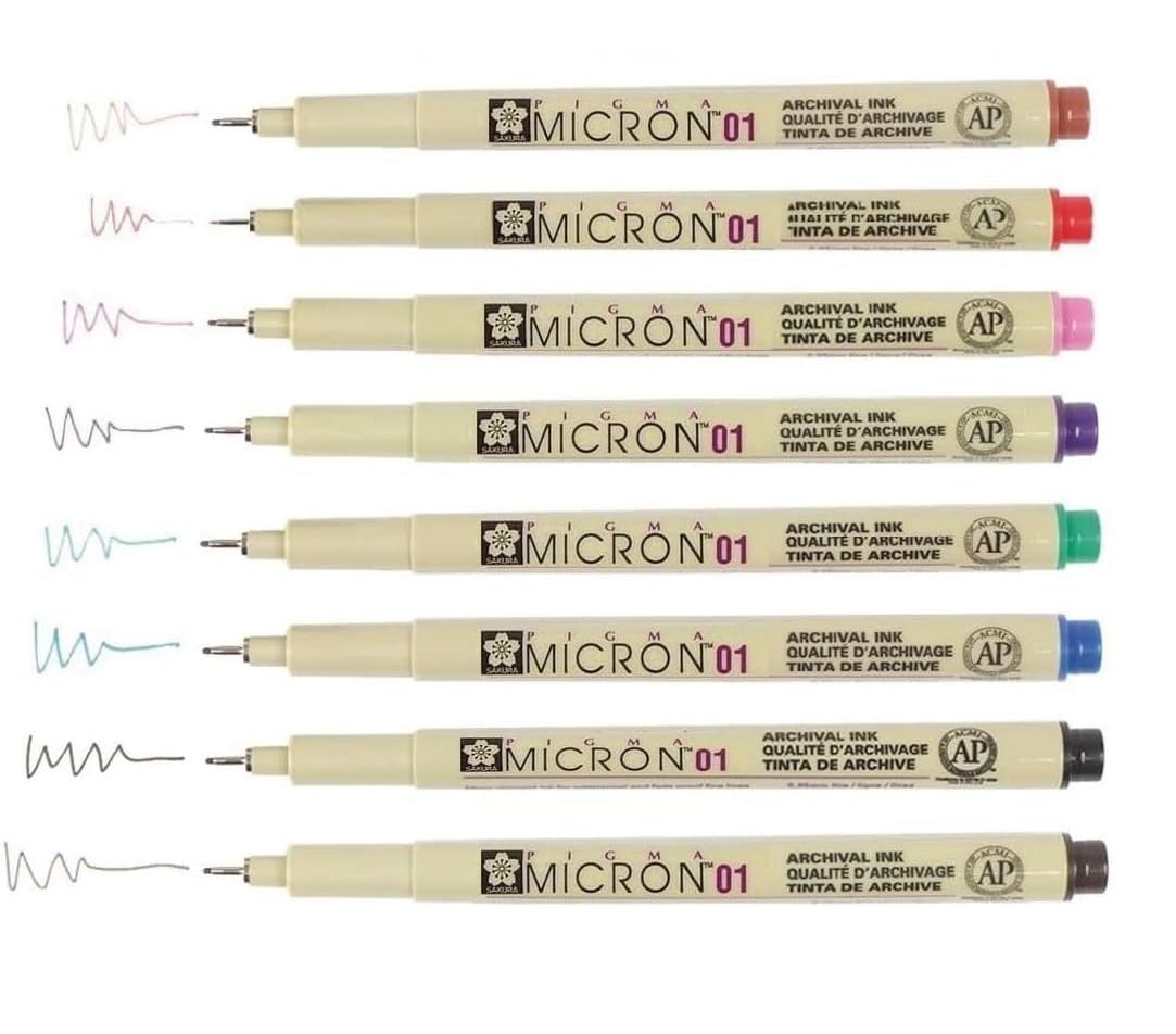 PIGMA MICRON Sakura 8 Fineliners 01 - Set di 8 colori
