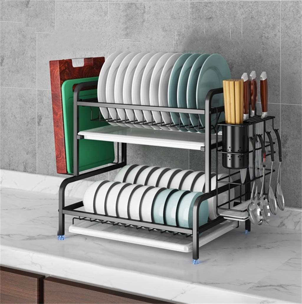 Dish Rack Dish Rack Kitchen Hanging Tableware Supplies Storage Rack Rack Fashion Black Cutlery Drain Rack a (B) (B)