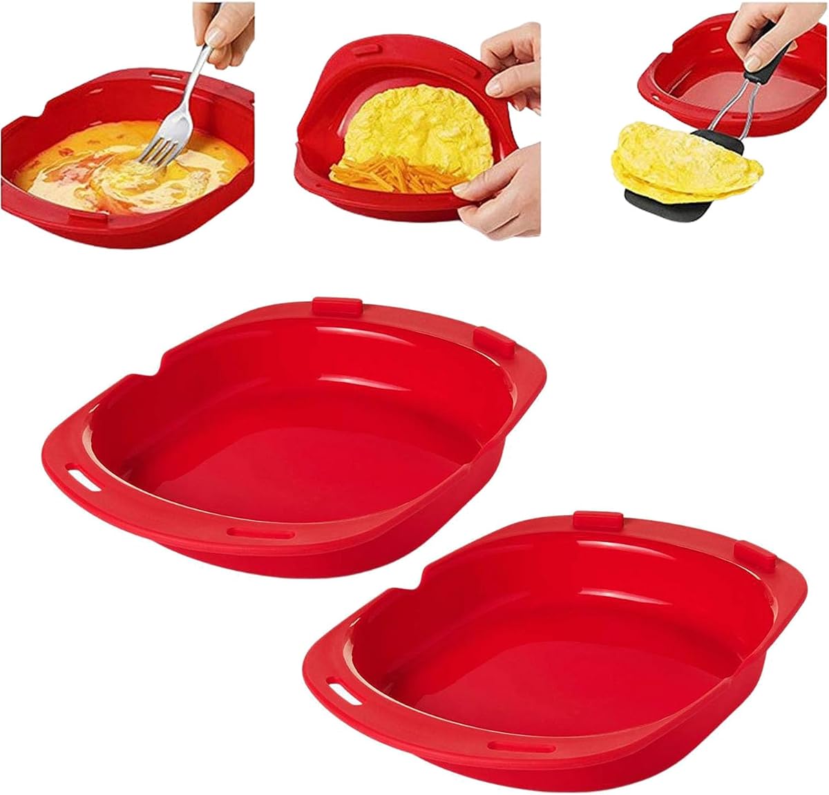 Silicone Omelet Maker, Silicone Microwave Omelet Maker, Microwave Omelette Maker Silicon𝐞,Nonstick Cooking Tray for Breakfast, Easy Egg Poacher Kitchen Gadget with Compact Storage Design (2)