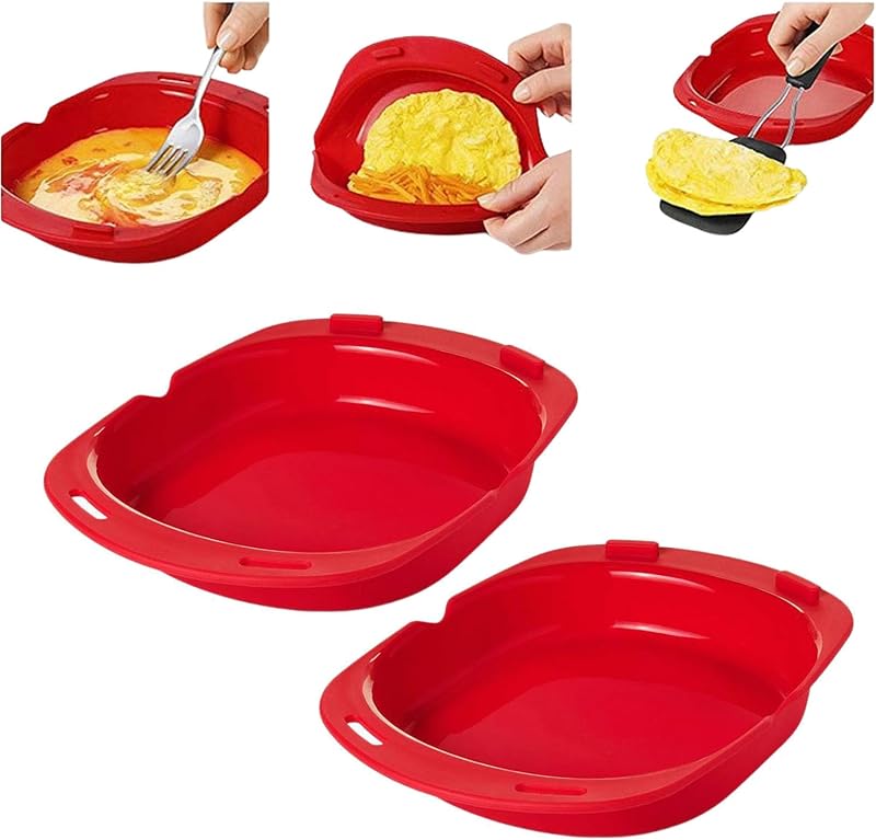 Silicone Omelet Maker, Silicone Microwave Omelet Maker, Microwave Omelette Maker Silicon𝐞,Nonstick Cooking Tray for Breakfast, Easy Egg Poacher Kitchen Gadget with Compact Storage Design (2)