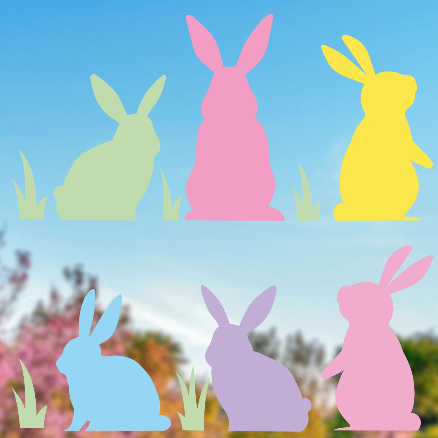 Décoration de fenêtre lapin pour Pâques et chambre d'enfant réutilisable