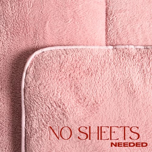 OHS Teddy Fleece Coverless Duvet Double 10.5 Tog, Double Duvet Set with Pillowcases Winter Bedding Quilt Covers Warm Fluffy Coverless Duvets, Blush Pink - Image 5