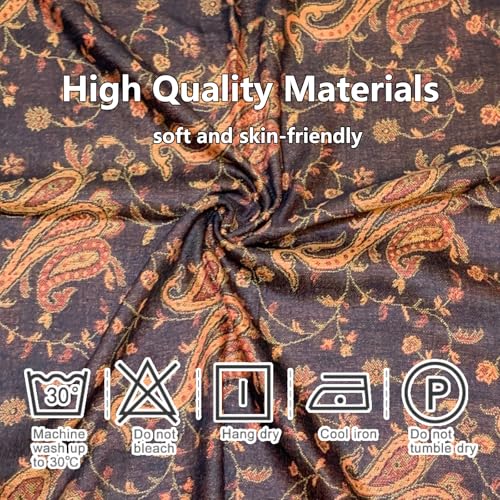 Image of Pashmina Scarf for Women Shawls and Wraps Reversible Paisley Vintage Jacquard Soft Silky Rave Scarves Men