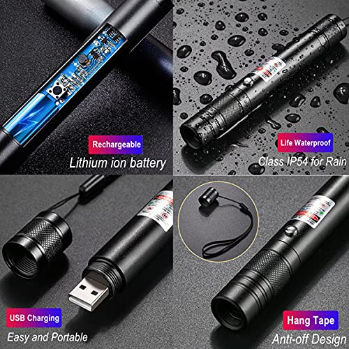 Red Laser Pointer High Power Long Range Strong Laser Light Pointer Pen, Tactical Red Lazer Pointer Presentation Dot Rechargeable For Indoor Teaching,Hiking,Outdoor Interactive Cat Laser Toy Usb Charge #TOP1