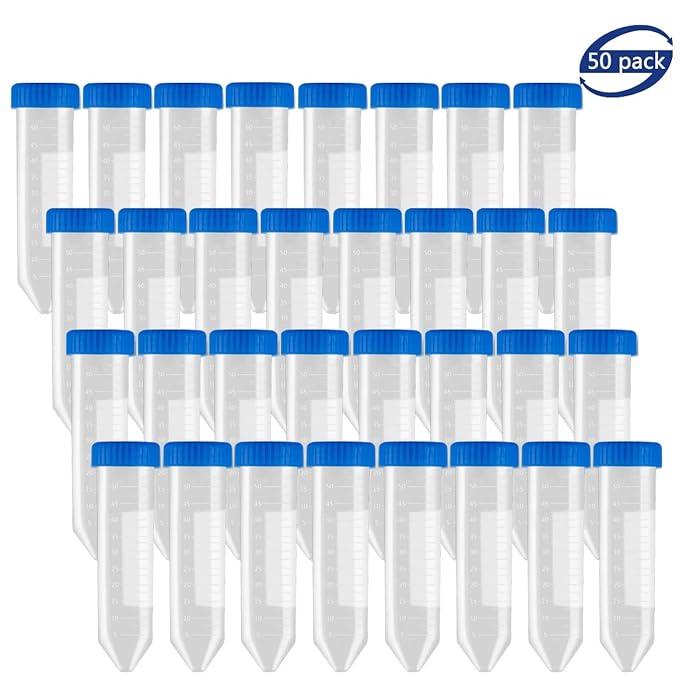 Buy BTSDhome 50 Pack 50ml Plastic Centrifuge Tubes with Blue Screw Cap