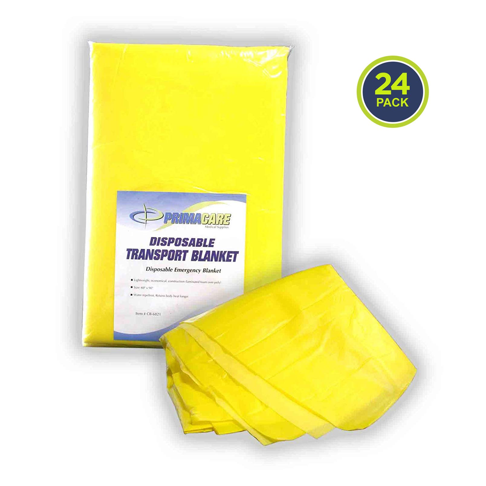 Primacare CSCB-6821 Transport Blanket, Disposable, Yellow, 90 x 60-Inch, Pack of 24