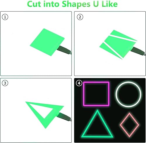 Vista 38 de Ourbest El Panel de luz – 2 piezas de 3.9 x 3.9 in DIY Electroluminiscente Cuttable Máscara Iluminación de Ojos DIY Cosplay Fiesta Decoración Blanco