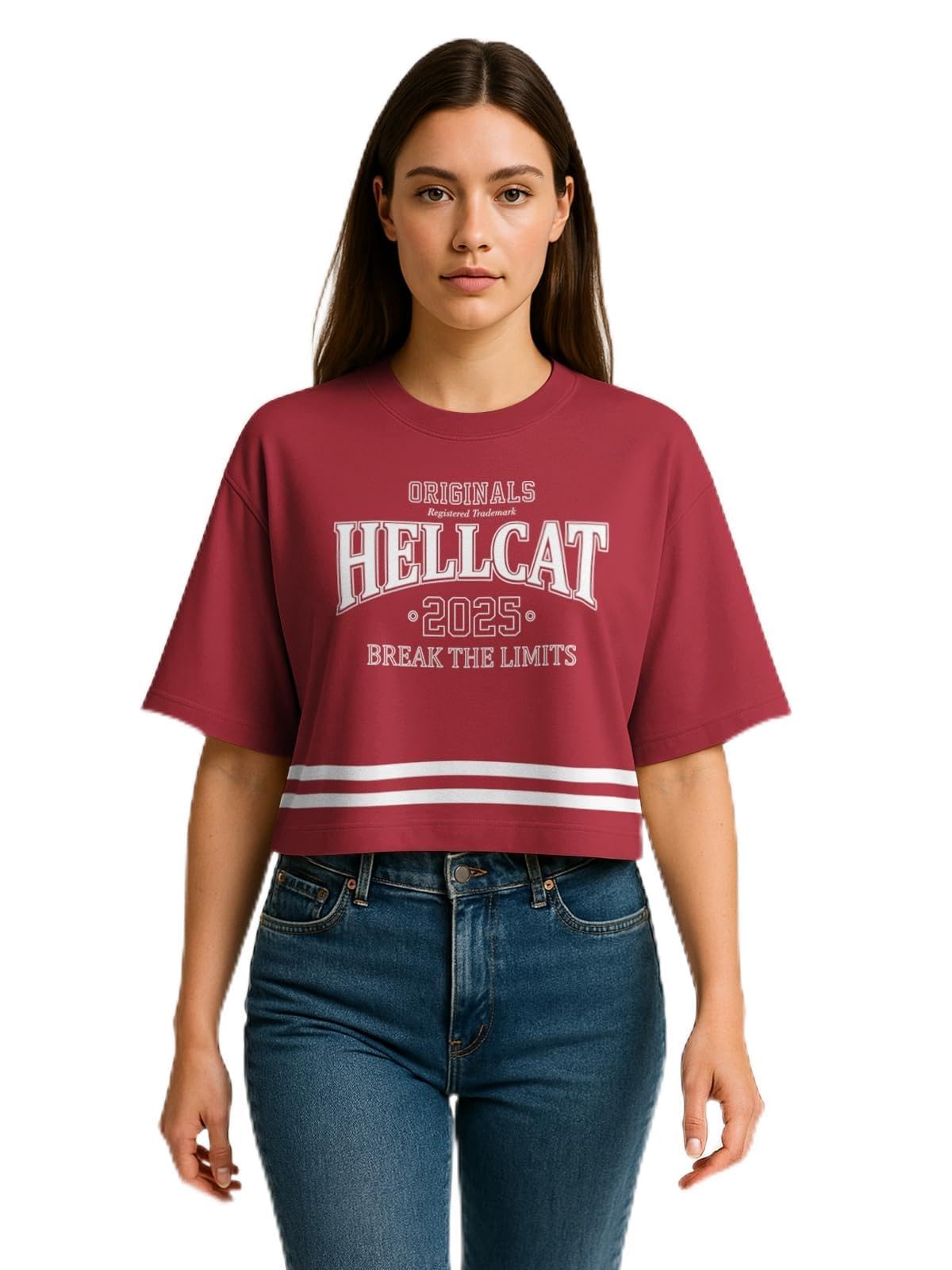 hellcat Oversized Crop Tshirt for Woman | Women's Half Sleeve Oversized Tshirt-picture-49