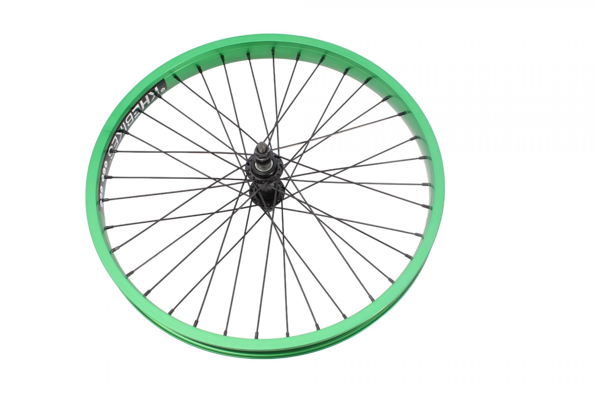 KHE Prism BMX Vorderrad, 20 Zoll, 38mm Felge, Grün Eloxiert, 10mm Achse, 36 Loch