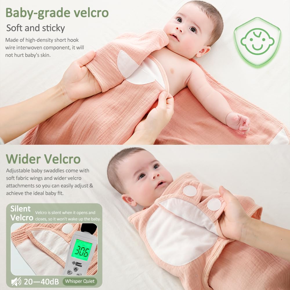 HINATAA Baby Swaddle Wrap, Newborn Swaddle Blanket Wrap with Breathable Organic Cotton, Adjustable Swaddle Blanket - Image 4