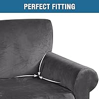 Vista 4 de H.VERSAILTEX Funda de terciopelo elástico para sillón, funda para sillón de 1 cojín para sala de estar, funda de muebles hecha de terciopelo grueso