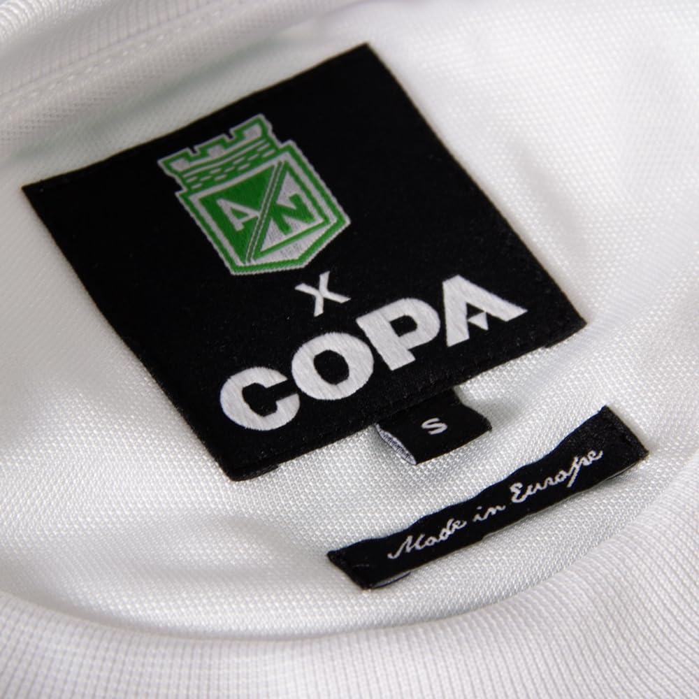 Copa - Camiseta Retro - Hombre - Atlético Nacional 1989 - Retro - Manga Corta - Blanco/Verde - 100% poliéster