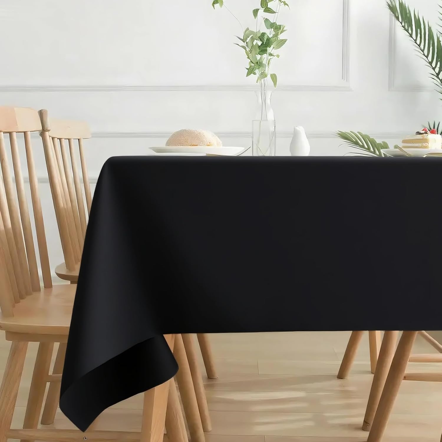 8 Pack Black Tablecloths, 59x102 Inch Table Covers for 6 Foot Rectangle Tables, Wrinkle Resistant Washable Polyester Fabric Tablecloth, Table Clothes for Wedding Buffet Banquet Birthday Party