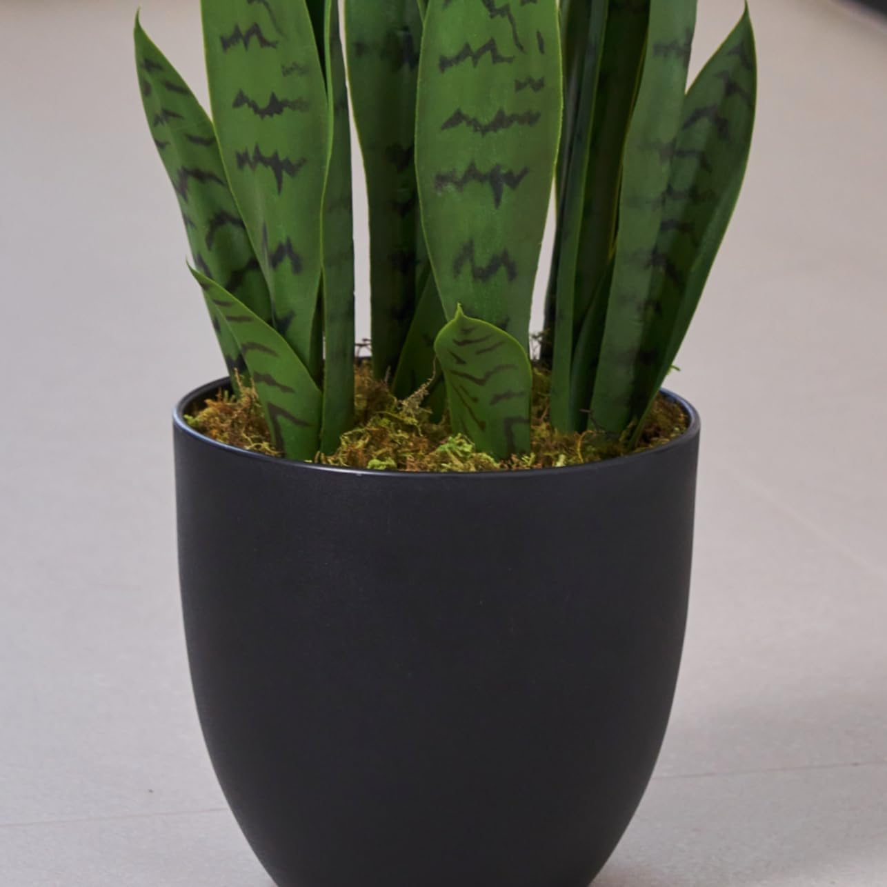 WILD WORKS 28in Artificial Snake Plant in Pot - Realistic Fake Sansevieria with Grass Mat, Greenery Realistic Houseplant for Home & Office Decor