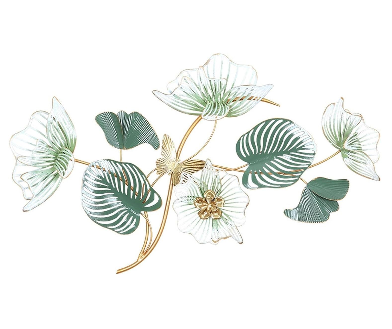 GFJHdfhE Modern Metal Wall Art Decor, Metal Wall Decor Boho Lotus Leaf Decoration Stacked Flower Art For Living Room Bedroom Dining Handcrafted, Entryway