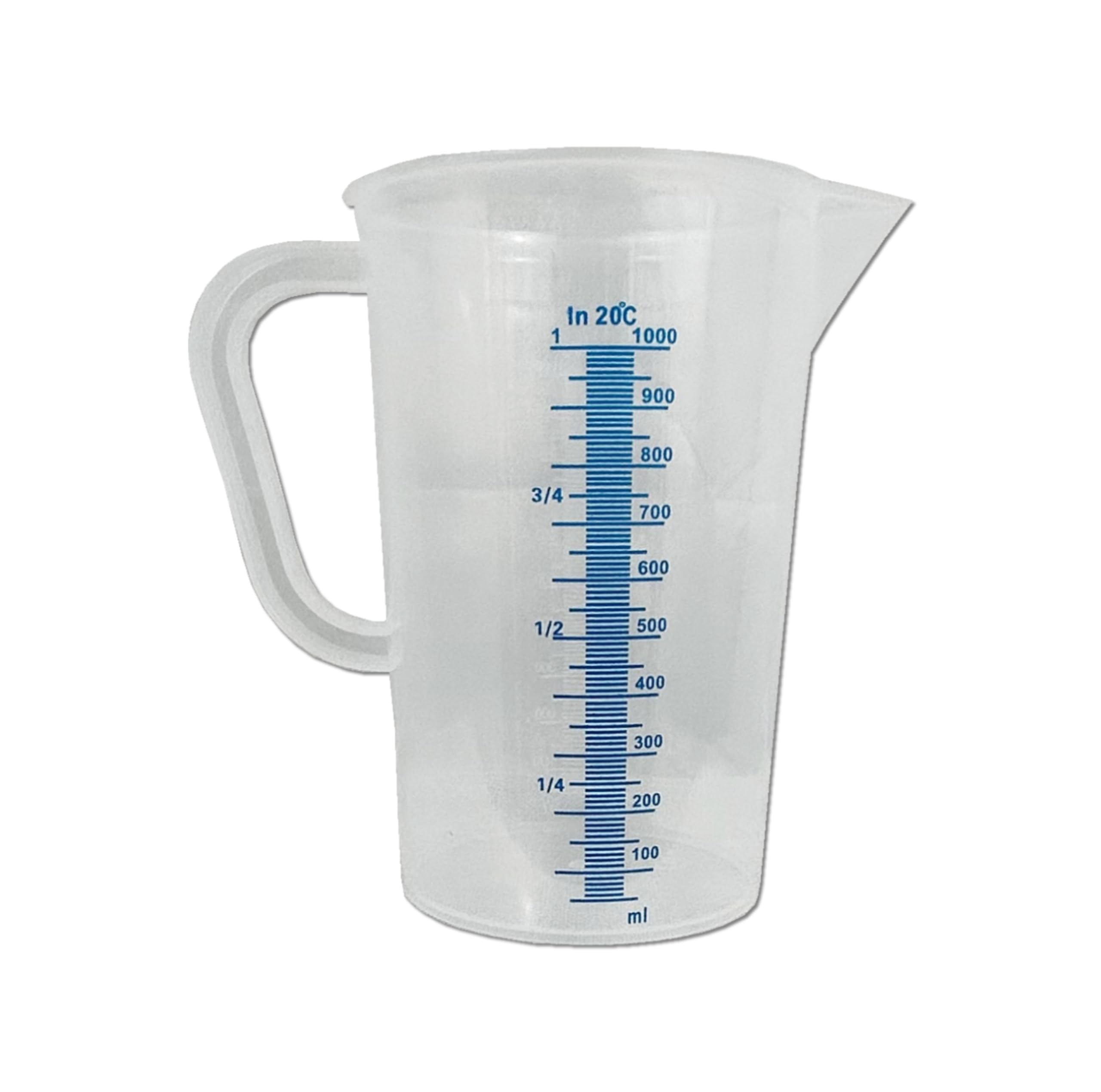1 Litre Measuring Jug with V-Shaped Pouring Spout, Durable Plastic, Dual Convex Scale, Strong, Robust