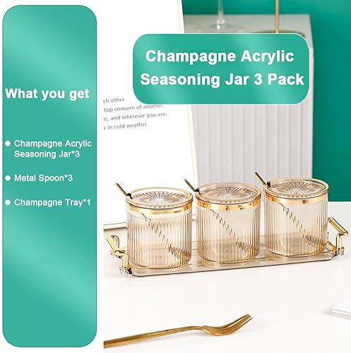 Miniatura 46 de Tarros acrílicos para especias de condimentos, caja de especias para condimentos con tapas y cucharas y bandeja, recipientes de plástico