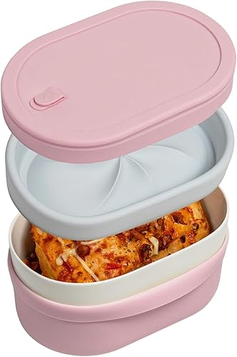 Lonchera Bento de cerámica con tapa de silicona y divisor de compartimento para adultos, reutilizable, hermética, almacenamiento de alimentos,