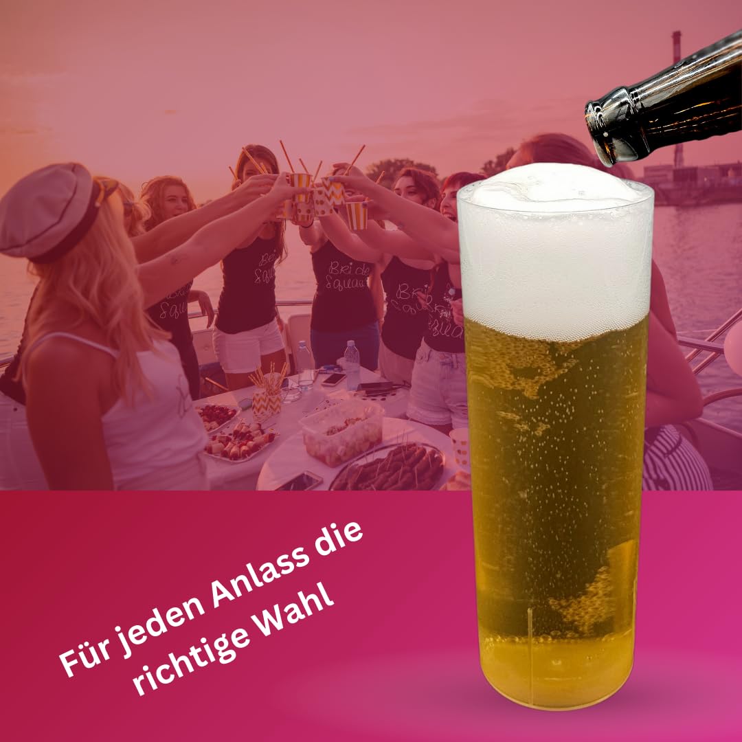 200 Longdrinkbecher | Mehrwegbecher 300ml Made in Germany | Getränkebecher mit Eichstrich | wiederverwendbar | Transparent aus PP | Trinkbecher 0,3l | Bierbecher | Partybecher