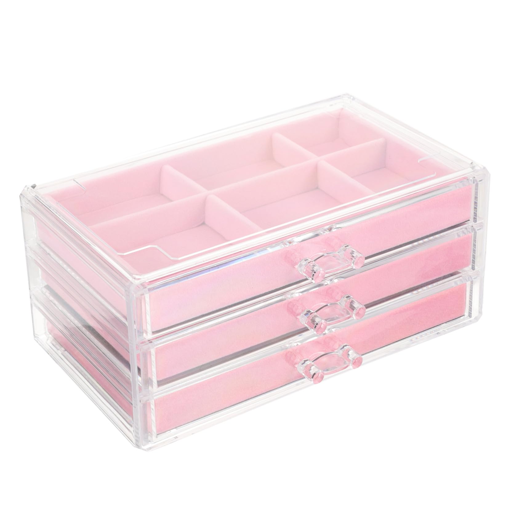 Scatola trasparente per gioielli, organizer per trucchi, elegante, da scrivania, elegante soluzione per riporre accessori e cosmetici
