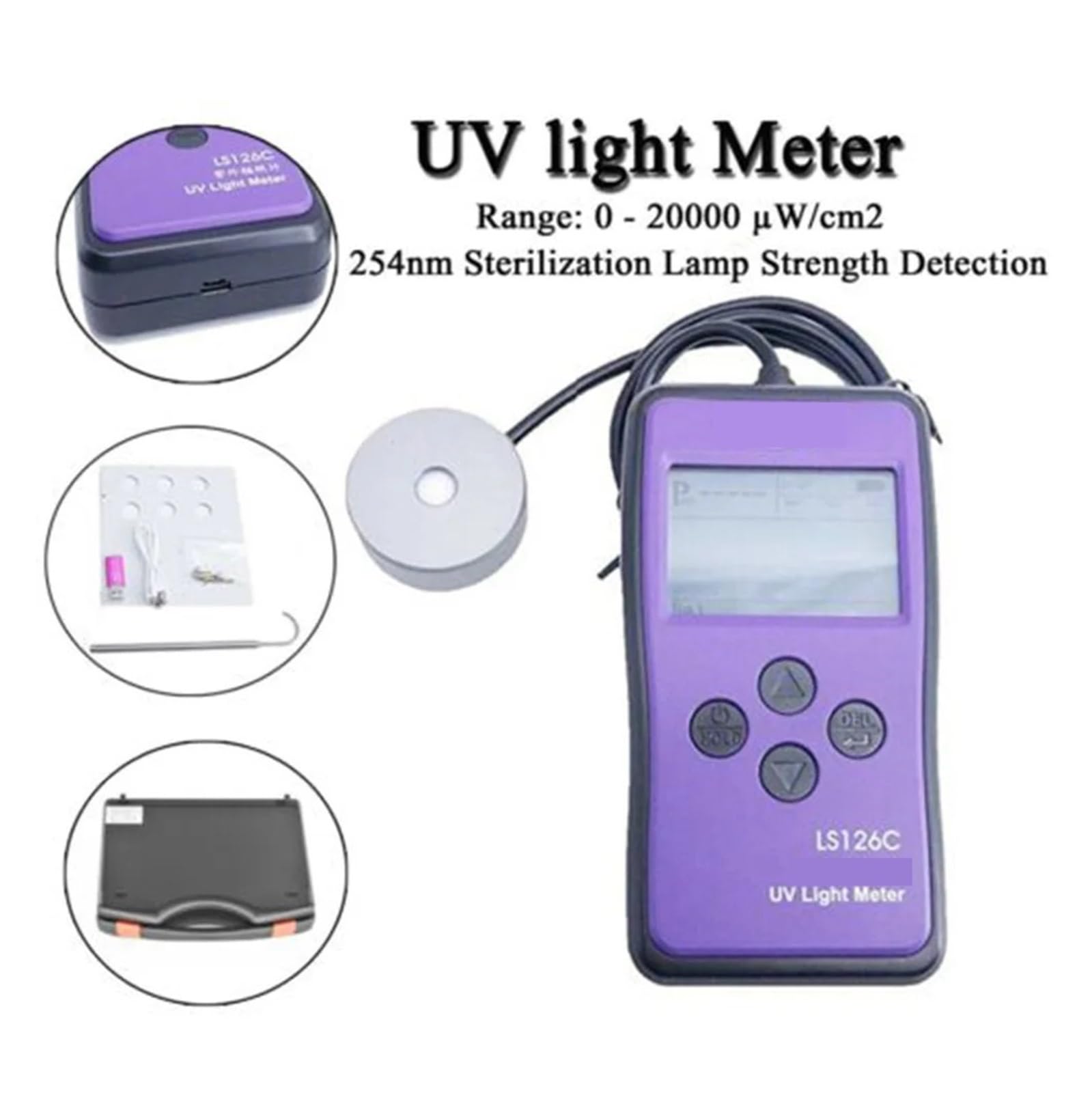 Przenośny miernik intensywności promieniowania UV Miernik światła UV z Bluetooth Radiometr UV Zakres pomiarowy od 0 do 20000 UW/cm2 Przenośny i trwały