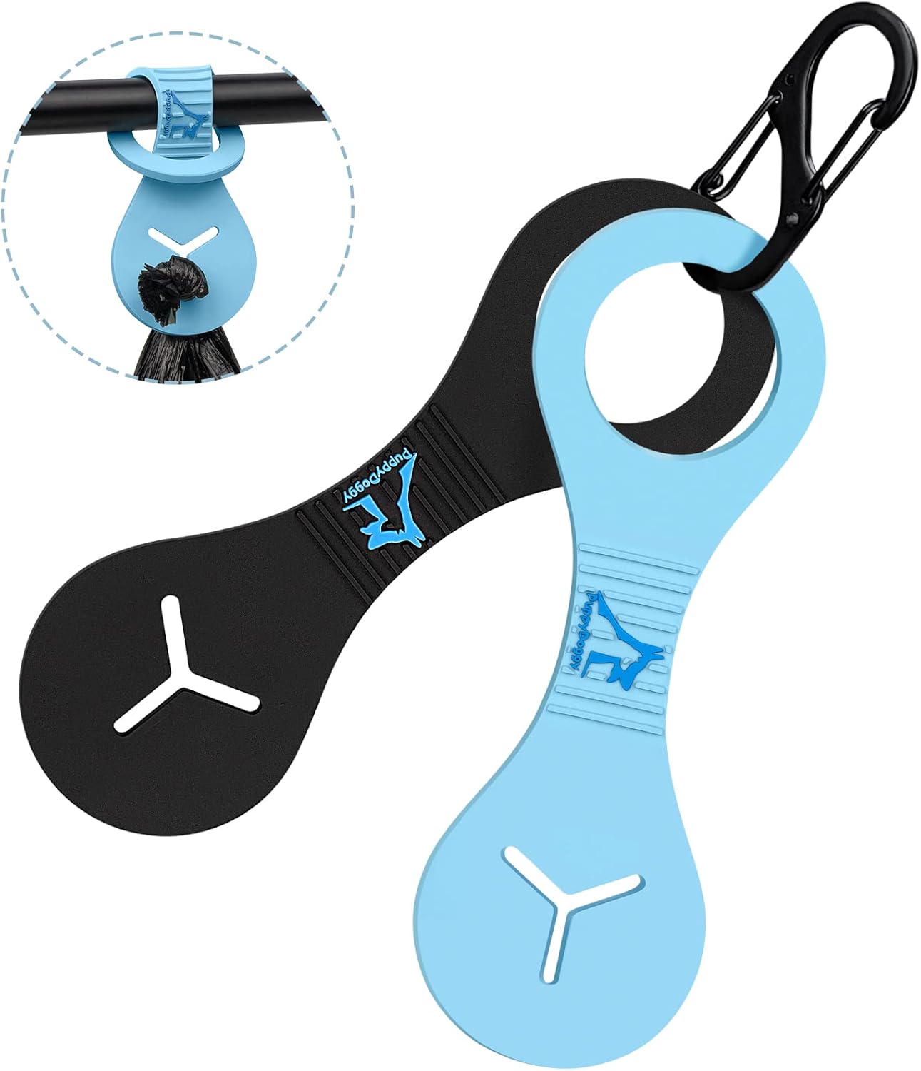 PuppyDoggy Dog Poop Bag Holder for Leash Waste Bag Carrier Dog Poop Bag Dispenser for Walking Running Bicycle Accessory 2 Pieces (Black + Blue) PuppyDoggy Dog Poop Bag Holder for Leash Waste Bag Carrier Dog Poop Bag Dispenser for Walking Running Bicycle Accessory 2 Pieces (Black + Blue)