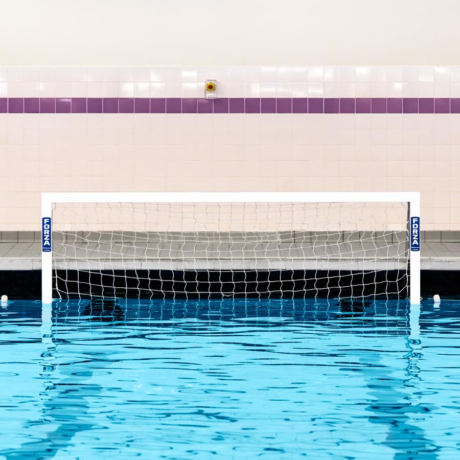 FORZA Portería de Waterpolo Montada | Marco de Aluminio Plegable de 3 m x 0,9 m con Componentes de Acero Inoxidable y Red de HDPE – Ideal para Entrenamiento y Competición
