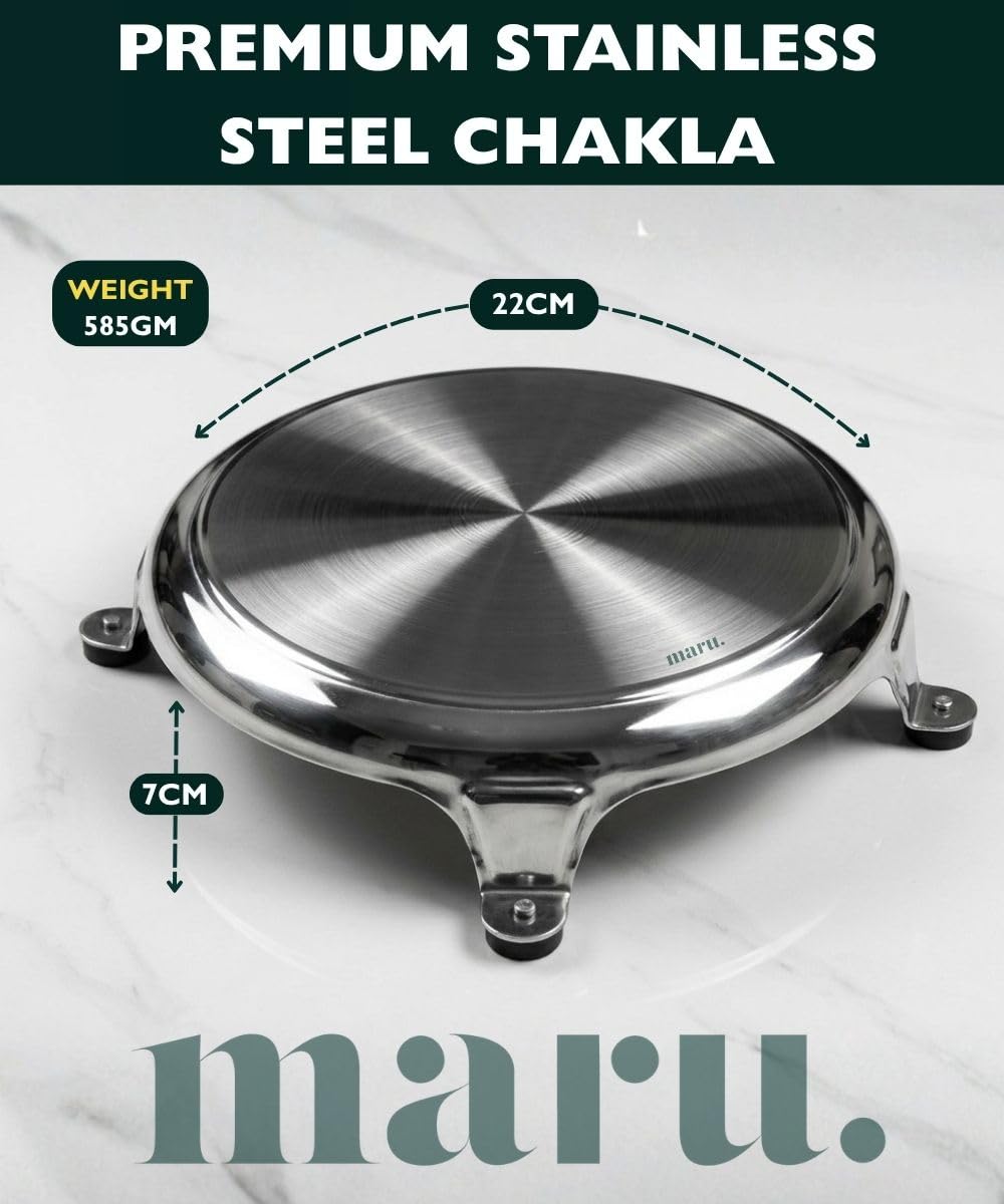Maru Stainless Steel Chakla - Rolling Board -2 Maru Stainless Steel Chakla - Rolling Board -2