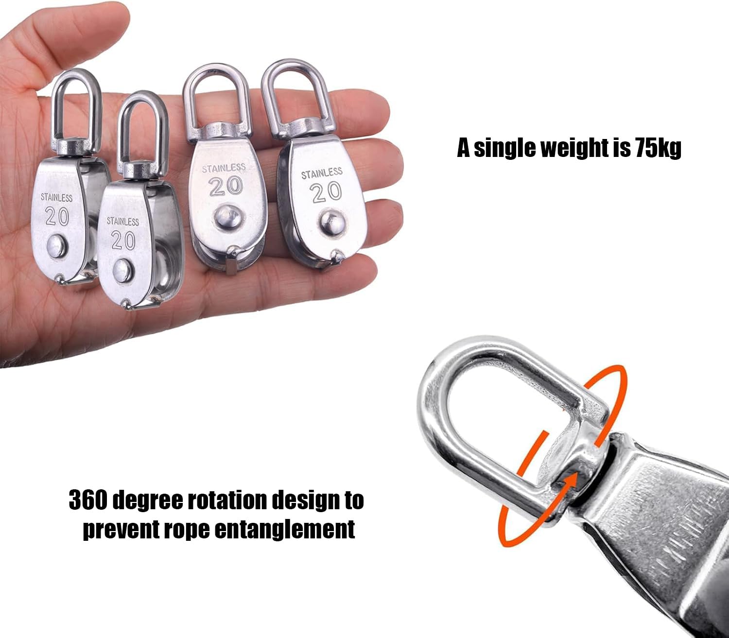 10 Pulegge M20 In Acciaio Inox 304 - Per Fino A 6mm, Capacità 75kg - Foto 10