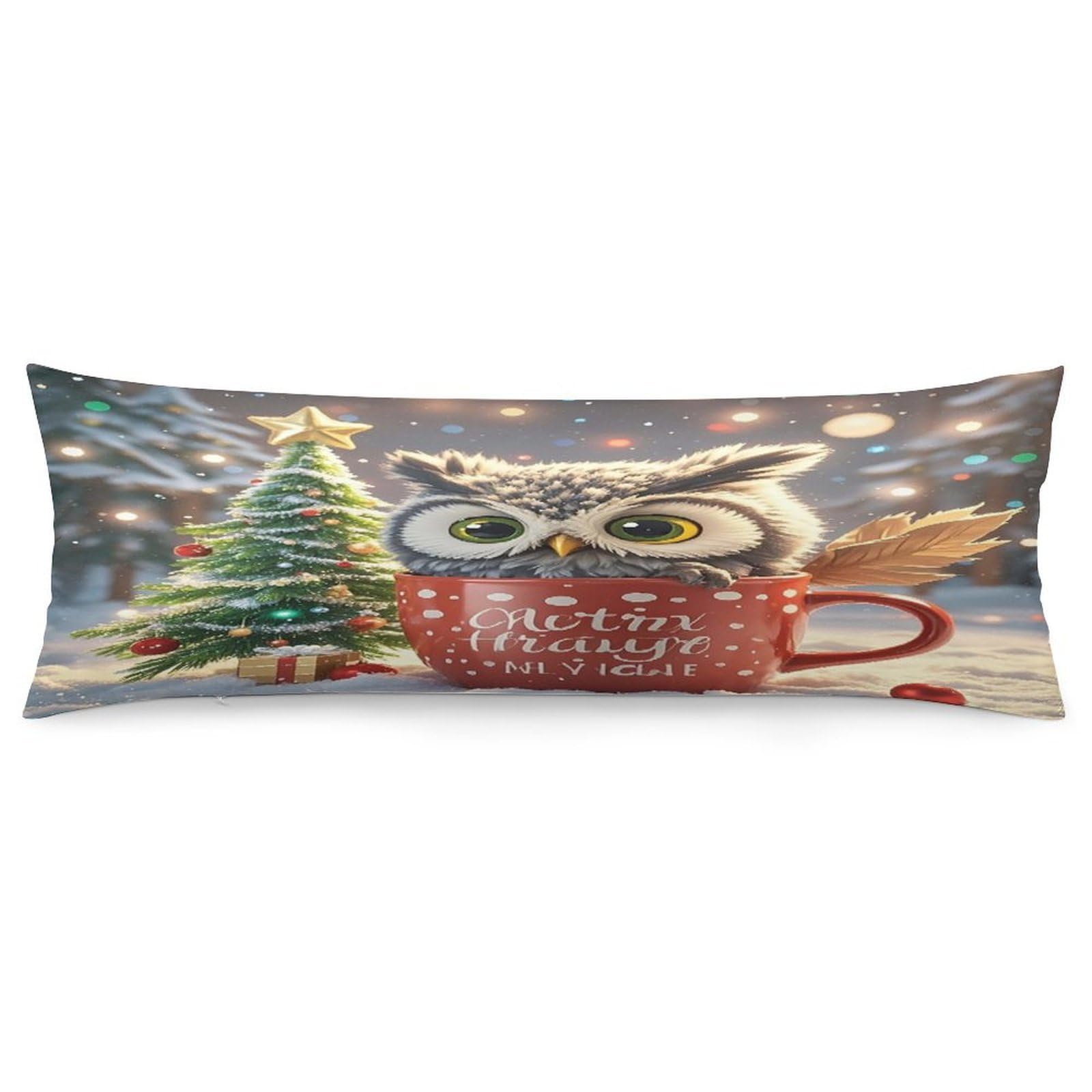 Owl Cup Throw Pillow Cover Soft Lumbar Pillow Covers with Zipper Breathable Rectangular Cushion Case Polyester Pillow Case Decorative Body Pillow Cover for Couch Bed